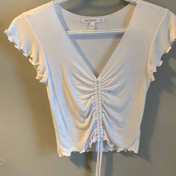 White front draw string tee - Picture 1 of 2